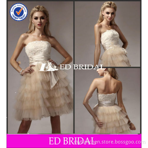 2013 ZC9107 New Arrival fashion Gorgeous Strapless Puffy Woman Mini Applique Backless Cocktail Dress